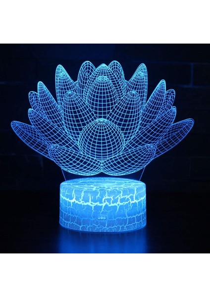16 Color Changing Night Lamp 3D Atmosphere Bulbing Light 3D Visual Illusion LED Lamp For Kids Toy Christmas Birthday Gifts (Lotus) (Yurt Dışından)