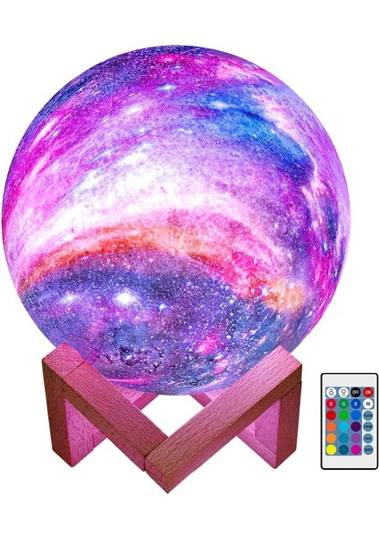 Moon Lamp Kids Night Light Galaxy Lamp 3.9 Inch 16 Colors LED 3D Star Moon Light, Remote & Touch Control USB Rechargeable Gifts For Baby Girls Boys Mom Women Wife Birthday (Yurt Dışından)