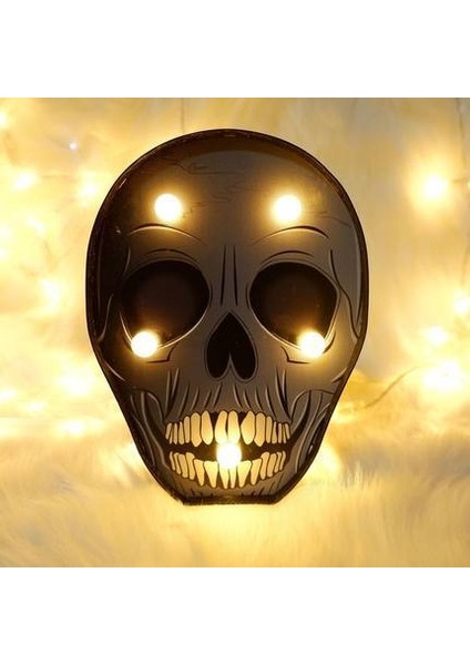 Halloween Painted Shape Pumpkin Ghost Skull Spider Bat Decorative Light Shooting Props Net Red Night Light (Painted Skull 3) (Yurt Dışından)
