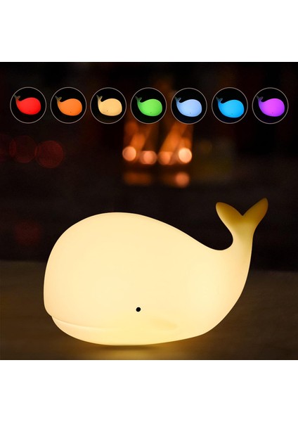 Whale Night Light For Kids, Cute Nursery Color Changing Whale Light With Tap Control, Rechargeable Portable Squishy Silicone Nightlight Gifts For Baby And Toddlers (Yurt Dışından)