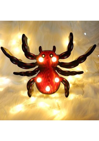 Halloween Painted Shape Pumpkin Ghost Skull Spider Bat Decorative Light Shooting Props Net Red Night Light (Painted Spider 1) (Yurt Dışından)
