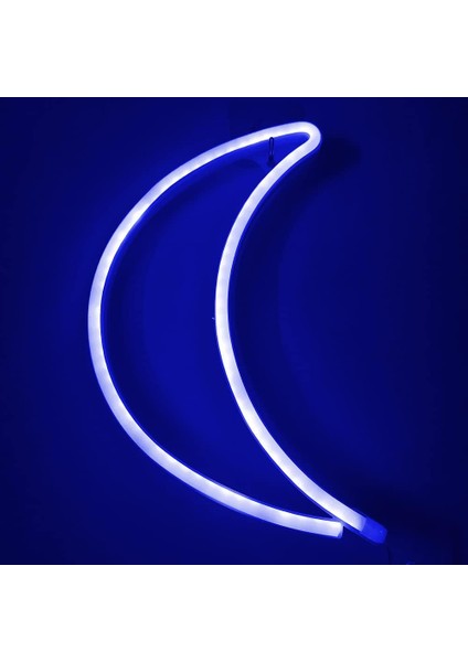 Moon Shaped Neon Signs LED Neon Light Art Decorative Lights Wall Decor For Children Baby Room Christmas Wedding Party Decoration-Blue Moon (Yurt Dışından)