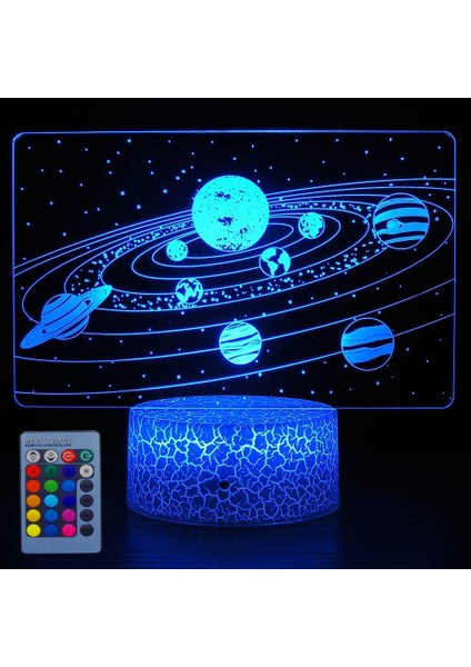 Solar System 3D Optical Illusion Side Table Lamp Universe Space Galaxy Night Light For Kids, Room Decor Light, Gift For Boys And Girls (Yurt Dışından)