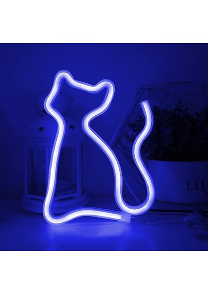 Cat Neon Sign Lights,led Neon Light Wall Light Night Lights,/usb Powered Neon Lights For Wall Decor,bedroom,kids Room,living Room,bar,party,christmas,wedding-Blue Cat (Yurt Dışından)