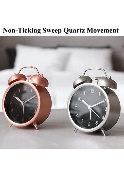 Yatak Odası Için Çalar Saat, Mat Metal Çerçeveli Geçmeyen Sessiz Masa Çalar Saati, Çocuklar Için 4 Inç Ikiz Çan Küçük Saat Pille Çalışan (Gül Altın) (Yurt Dışından) fiyatları