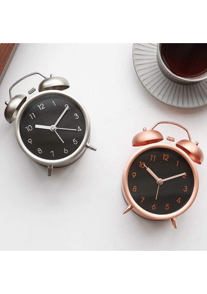 Yatak Odası Için Çalar Saat, Mat Metal Çerçeveli Geçmeyen Sessiz Masa Çalar Saati, Çocuklar Için 4 Inç Ikiz Çan Küçük Saat Pille Çalışan (Gül Altın) (Yurt Dışından) fırsatları
