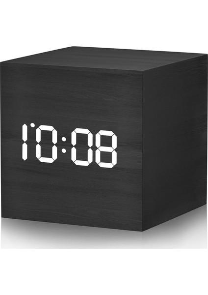 Mini Dijital Çalar Saat, 3 Alarm Ayarı, 12/24SAAT, Erteleme, Alarm Sesi ve Parlaklığını Kontrol Ediyor, Yatak Odası, Başucu, Masa, Çocuklar Için Ahşap LED Saatler, Siyah (Yurt Dışından)