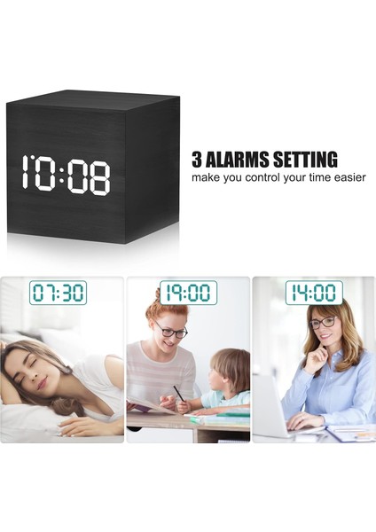 Mini Dijital Çalar Saat, 3 Alarm Ayarı, 12/24SAAT, Erteleme, Alarm Sesi ve Parlaklığını Kontrol Ediyor, Yatak Odası, Başucu, Masa, Çocuklar Için Ahşap LED Saatler, Siyah (Yurt Dışından) fiyatları