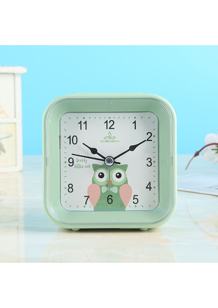 3.78 Inç Basit Stil Sessiz Gece Lambası ile Öğrenci Çocuk Yetişkin Sevimli Saat Yatak Odası Başucu Küçük Çalar Saat (Yeşil) (Yurt Dışından)