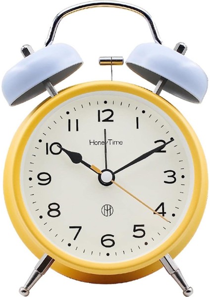 Ikiz Zil Çalar Saat, Retro Ikiz Zil Süper Yüksek Çalar Saat, Pille Çalışan, Ağır Uyuyanlar Için Süper Yüksek Sesli Alarm Saati, Arkadan Aydınlatmalı Başucu ile Pille Çalışan (Sarı) (Yurt Dışından)