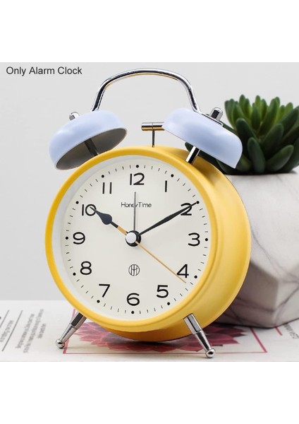 Ikiz Zil Çalar Saat, Retro Ikiz Zil Süper Yüksek Çalar Saat, Pille Çalışan, Ağır Uyuyanlar Için Süper Yüksek Sesli Alarm Saati, Arkadan Aydınlatmalı Başucu ile Pille Çalışan (Sarı) (Yurt Dışından)