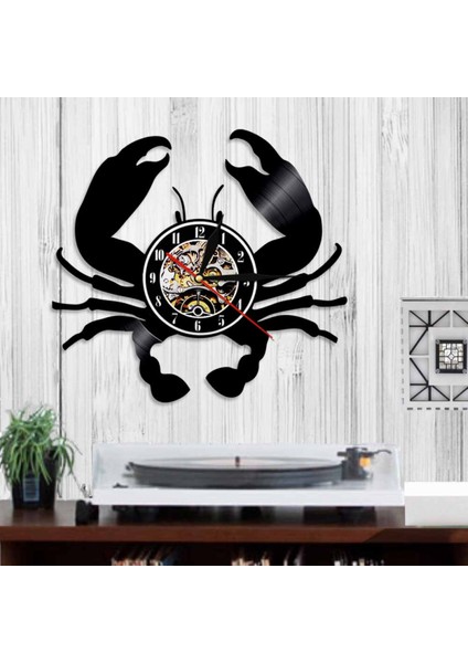 Müzik Vinil Plak Duvar Saati - Yengeç Vinil Duvar Saati - Vinil Saat - Oturma Odası Duvar Dekoru - Müzik Severler Için Benzersiz Hediyeler (Yurt Dışından)