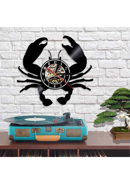 Müzik Vinil Plak Duvar Saati - Yengeç Vinil Duvar Saati - Vinil Saat - Oturma Odası Duvar Dekoru - Müzik Severler Için Benzersiz Hediyeler (Yurt Dışından)