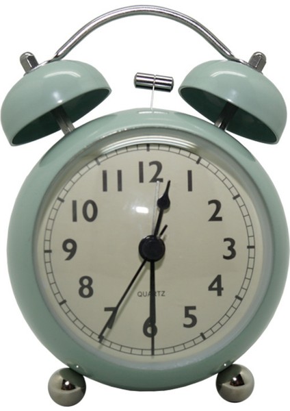 5 "aydınlık Çalar Saat Geçmeyen Kuvars Analog Retro Ikiz Çan Saat Yüksek Alarm ve Gece Işığı Ile, Yeşil (Yurt Dışından)