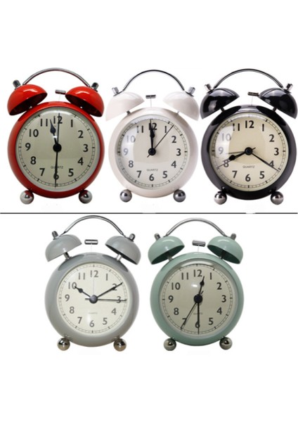 5 "aydınlık Çalar Saat Geçmeyen Kuvars Analog Retro Ikiz Çan Saat Yüksek Alarm ve Gece Işığı Ile, Yeşil (Yurt Dışından)