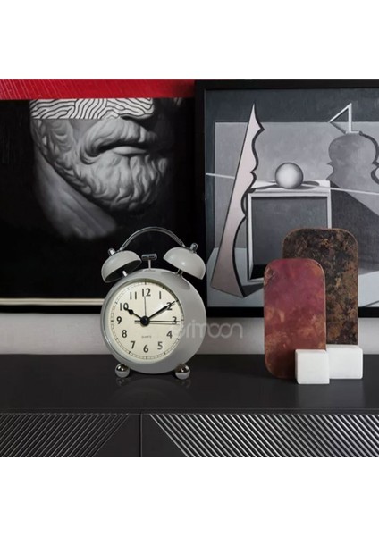5 "aydınlık Çalar Saat Geçmeyen Kuvars Analog Retro Ikiz Çan Saat Yüksek Alarm ve Gece Işığı Ile, Yeşil (Yurt Dışından)