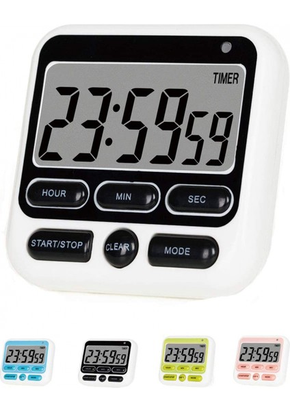 Dijital Mutfak Zamanlayıcısı, Açma/kapama Anahtarı, 12/24 Saat Saati ve Sessiz Zamanlayıcılar, Geniş LCD Ekran, Yüksek Sesli Alarm ve Güçlü Mıknatıs (Siyah) (Yurt Dışından)