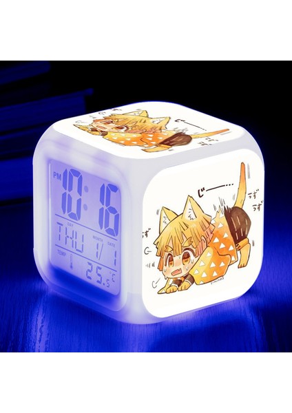 Wekity Anime Çalar Saat Tek Parça LED Kare Saat Zaman, Sıcaklık, Alarm, Tarih ile Dijital Çalar Saat (Yurt Dışından)