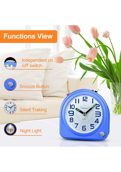 Analog Alarm Saati Ağır Uyuyanlar Için Pille Çalışan Yetişkinler Yatak Odaları Başucu Çocuklar Gençler Gece Işığıyla Geçmeyen Alarm Saatleri (Mavi) (Yurt Dışından) fiyatları