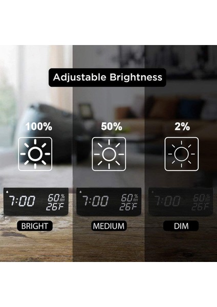 Dijital Çalar Saat, Ahşap Elektronik LED Zaman Göstergeli, Nem ve Sıcaklık Algılamalı, Yatak Odası, Başucu Için Ahşap Yapımı Elektrikli Saatler… (Siyah) (Yurt Dışından) fiyatları