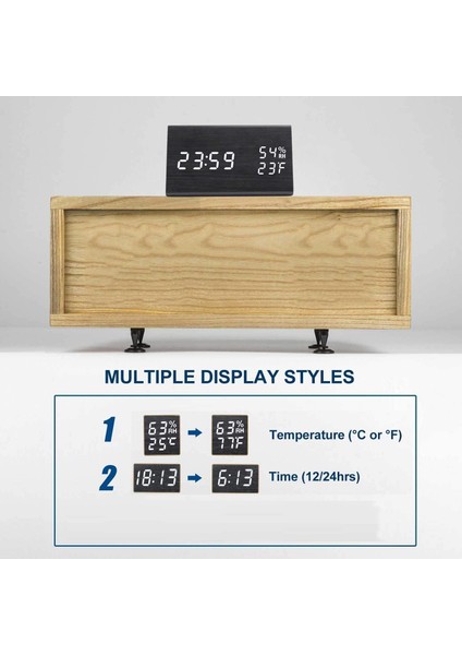 Dijital Çalar Saat, Ahşap Elektronik LED Zaman Göstergeli, Nem ve Sıcaklık Algılamalı, Yatak Odası, Başucu Için Ahşap Yapımı Elektrikli Saatler… (Siyah) (Yurt Dışından) modelleri