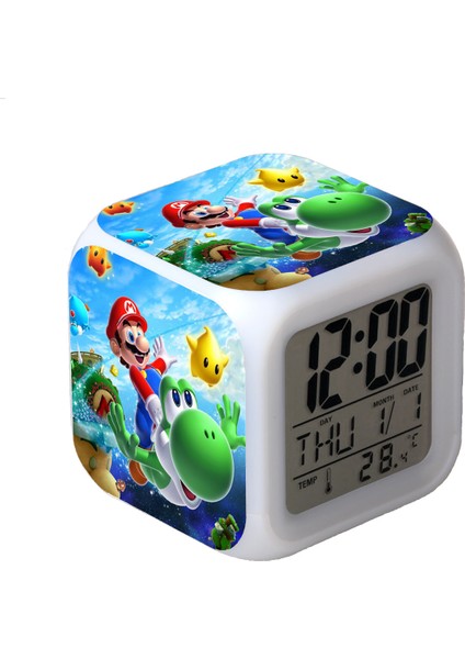 R-Timer Super Mario Bros 7 Renk Değiştirilebilir Dijital Çalar Saat, Zaman, Sıcaklık, Alarm, Tarih (Yurt Dışından)