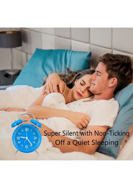 4,5 Inç Sessiz Gece Işıklı Küçük Saat, Pille Çalışan, Metal Çerçeve 3D Kadran, Yatak Odası, Başucu, Masa, (Mavi) (Yurt Dışından) modelleri
