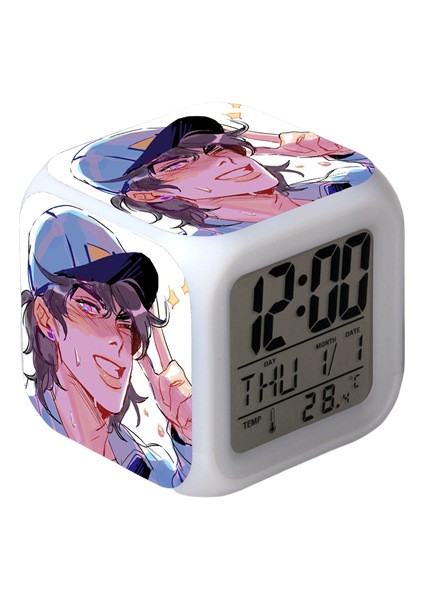 Wekity Anime Çalar Saat Tek Parça LED Kare Saat Zaman, Sıcaklık, Alarm, Tarih ile Dijital Çalar Saat (Yurt Dışından)