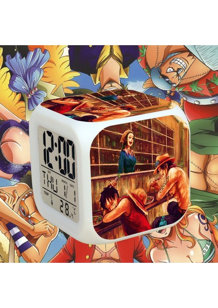 Anime Çalar Saat Tek Parça LED Kare Saat Zaman, Sıcaklık, Alarm, Tarih ile Dijital Çalar Saat (Yurt Dışından)