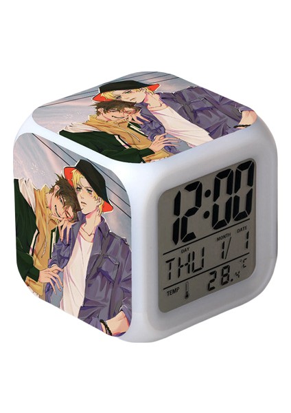 Wekity Anime Çalar Saat Tek Parça LED Kare Saat Zaman, Sıcaklık, Alarm, Tarih ile Dijital Çalar Saat (Yurt Dışından)