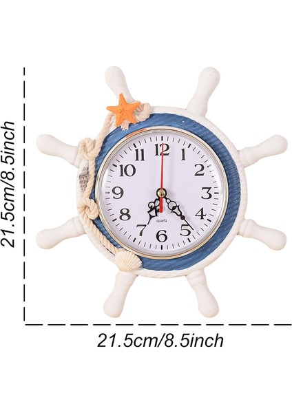 Teras Için Dış Mekan Saatleri, 4 Inç Akdeniz Tarzı Denizcilik Ahşap Gemi Dümeni Asılı Dekorasyon Büyük Sessiz Duvar Saati Plaj Deniz Teması, Beyaz (Yurt Dışından)