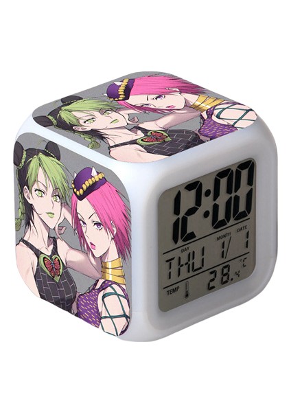 Wekity Anime Çalar Saat Tek Parça LED Kare Saat Zaman, Sıcaklık, Alarm, Tarih ile Dijital Çalar Saat (Yurt Dışından)