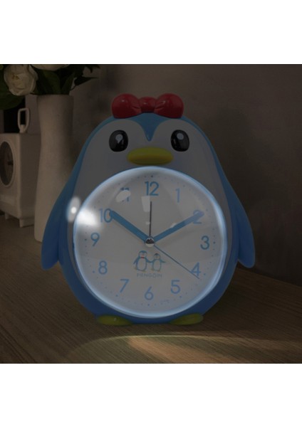 Çocuk Çalar Saat, Karikatür Çalar Saat Penguen Çalar Saat Gece Lambası, Öğrenci Çocuk Ev Dekorasyonu Masaüstü Saati (Koyu Mavi) (Yurt Dışından)