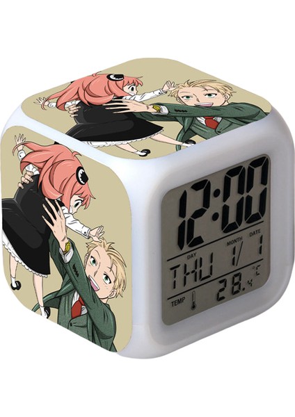 Wekity Anime Çalar Saat Tek Parça LED Kare Saat Zaman, Sıcaklık, Alarm, Tarih ile Dijital Çalar Saat (Yurt Dışından)