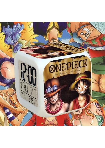 Anime Çalar Saat Tek Parça LED Kare Saat Zaman, Sıcaklık, Alarm, Tarih ile Dijital Çalar Saat (Yurt Dışından)
