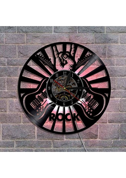 Müzik Vinil Plak Duvar Saati -Rock Gitar LED Işık Duvar Saati -Vinil Saat -Oturma Odası Duvar Dekoru - Müzik Aşığı Için Benzersiz Hediyeler (Yurt Dışından)