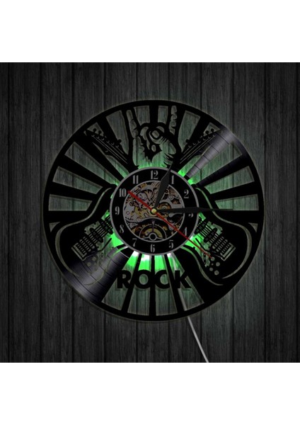 Müzik Vinil Plak Duvar Saati -Rock Gitar LED Işık Duvar Saati -Vinil Saat -Oturma Odası Duvar Dekoru - Müzik Aşığı Için Benzersiz Hediyeler (Yurt Dışından)