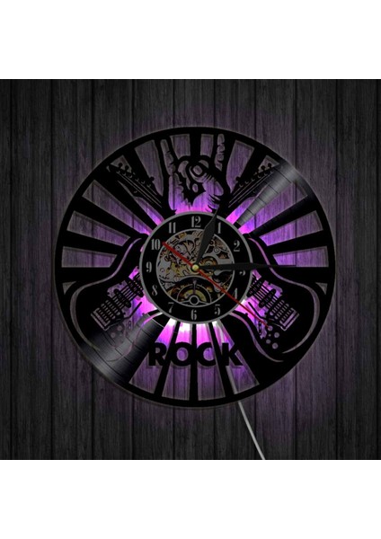 Müzik Vinil Plak Duvar Saati -Rock Gitar LED Işık Duvar Saati -Vinil Saat -Oturma Odası Duvar Dekoru - Müzik Aşığı Için Benzersiz Hediyeler (Yurt Dışından)