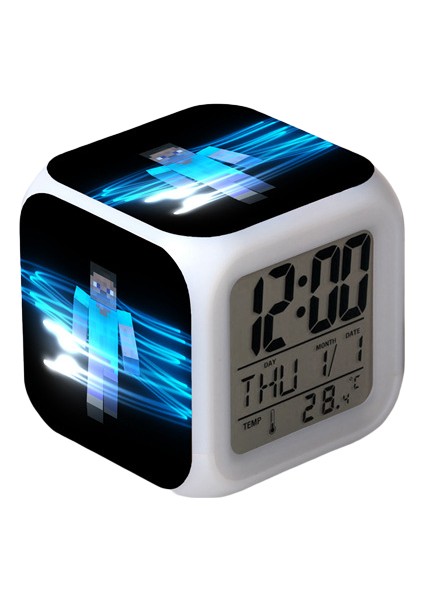 Wekity Anime Çalar Saat Tek Parça LED Kare Saat Zaman, Sıcaklık, Alarm, Tarih ile Dijital Çalar Saat (Yurt Dışından)
