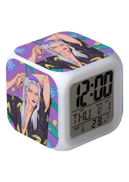 Wekity Anime Çalar Saat Tek Parça LED Kare Saat Zaman, Sıcaklık, Alarm, Tarih ile Dijital Çalar Saat (Yurt Dışından)