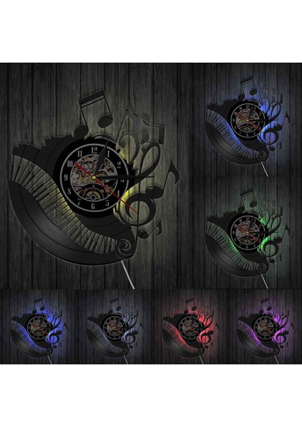 12 Inç Vinil Kayıt Duvar Saati Işık ile Oturma Odası Moda Anahtar Not Iskandinav Saat Modern Minimalist Atmosfer Sanat Dekorasyon Kuvars Saat (Yurt Dışından)
