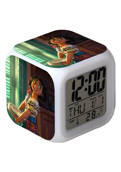 Wekity Anime Sihirli Tam Ev Çalar Saat LED Kare Saat Zaman, Sıcaklık, Alarm, Tarih ile Dijital Çalar Saat (Yurt Dışından)