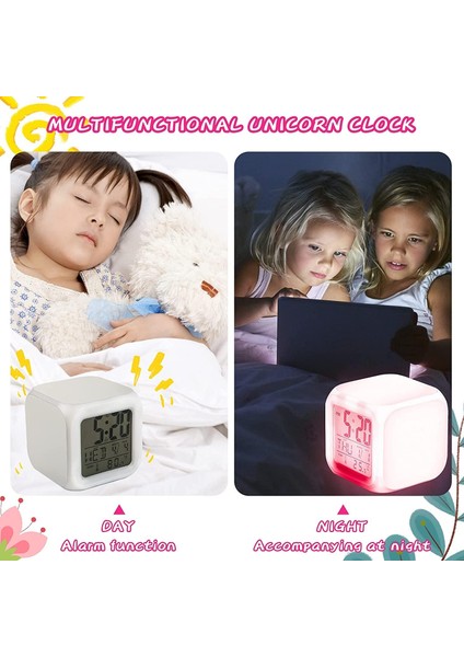 Çocuklar Çalar Saat, LED Yedi Renkli Gece Lambası ve Okul Için Uyandırma Fonksiyonu ile Erkek Kız Dijital Çalar Saat, Doğum Günü Hediyeleri, Noel (Yurt Dışından)