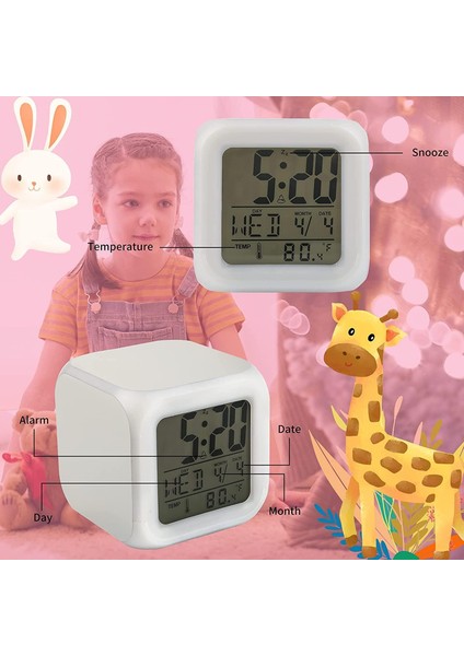 Çocuklar Çalar Saat, LED Yedi Renkli Gece Lambası ve Okul Için Uyandırma Fonksiyonu ile Erkek Kız Dijital Çalar Saat, Doğum Günü Hediyeleri, Noel (Yurt Dışından)