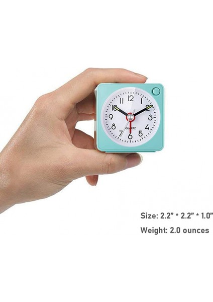 Seyahat Analog Çalar Saat, 2,25 Inç, Erteleme ve Işık Fonksiyonlu Ultra Küçük Saat, Süper Sessiz, Geçişsiz, Pille Çalışan, (Yeşil) (Yurt Dışından)