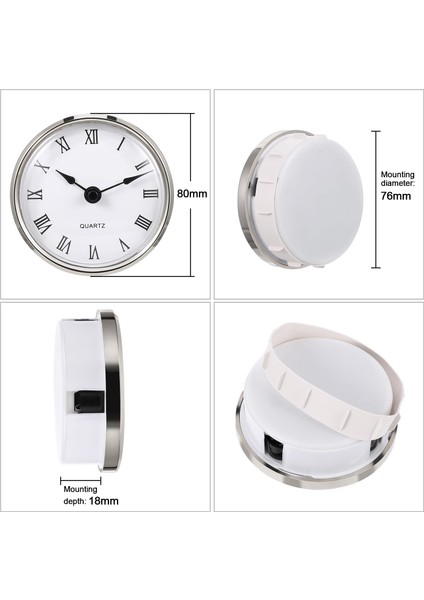 3-1/8 Inç (80 Mm) Romen Rakamıyla Kuvars Saat Donanımı/ekleme, Kuvars Hareketi (Gümüş Çerçeve) (Yurt Dışından) modelleri