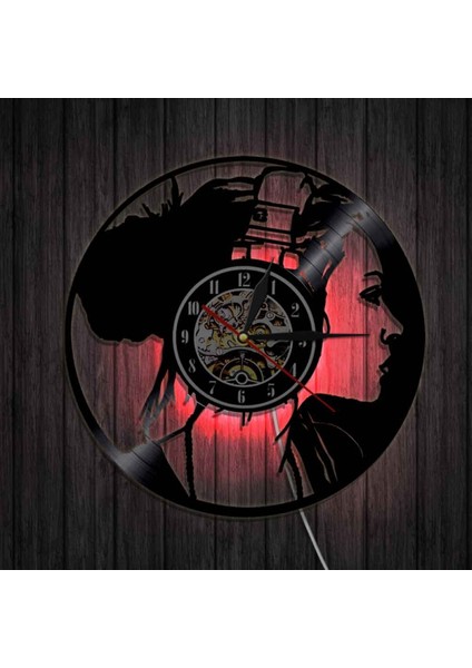 Müzik Vinil Kayıt Duvar Saati - Müzik Kızı LED Işık Duvar Saati - Vinil Saat - Oturma Odası Duvar Dekoru - Müzik Aşığı Için Benzersiz Hediyeler (Yurt Dışından)