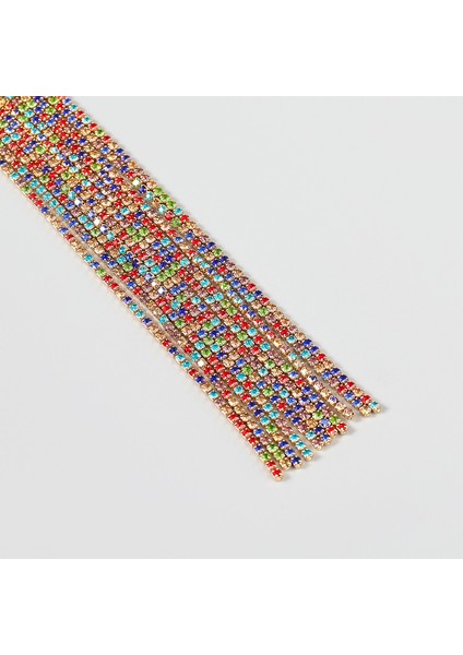 Küpe 1 Çift Kadınlar Düğün Köpüklü Gümüş Kaplama Uzun Püskül Kristal Rhinestone Damla Dangle Gelin Küpe, Siyah (Yurt Dışından) fiyatları