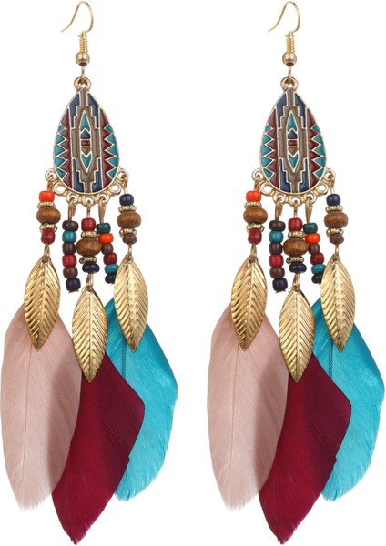 Kadın Sahte Tüy Küpe Bohemian Saçak Püskül Uzun Damla Dangle Küpe Seti Dream Catcher Tasarım ile Kadın Kızlar Için (Yurt Dışından) fiyatları