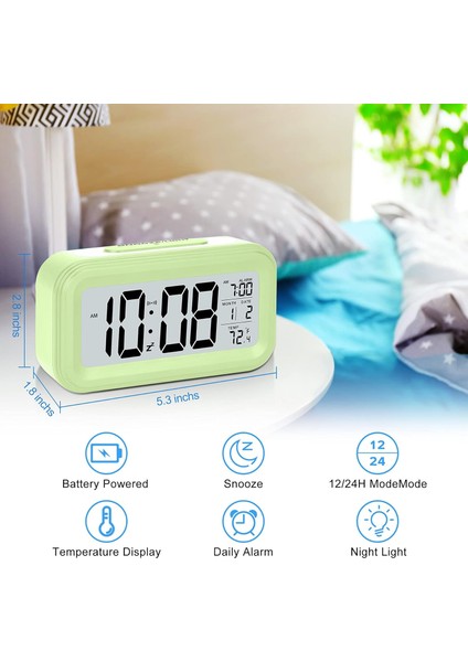 Pilli Dijital Çalar Saat, Yatak Odası Ev Ofisi Için LCD Saat Elektronik, Tarihli, Iç Ortam Sıcaklığı, Erteleme Işığı, Küçük Boyutlu, Arka Işık, Çocuk-Yeşil (Yurt Dışından) fiyatları